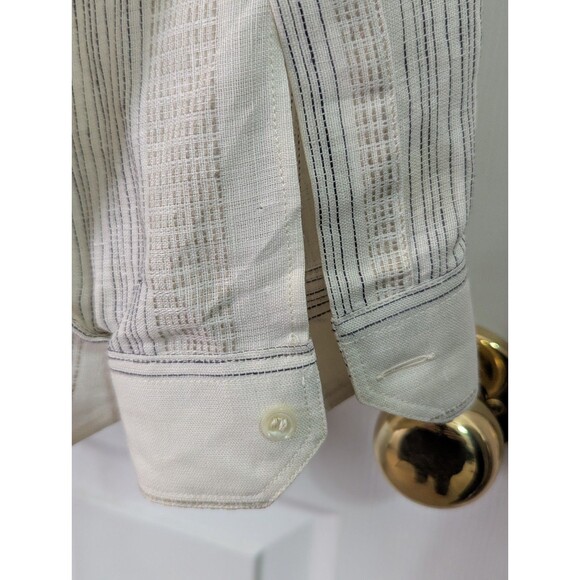 Rick Pallack L/S Button Shirt Mens Large Beige Linen Made in Italy Luxury - Picture 4 of 6